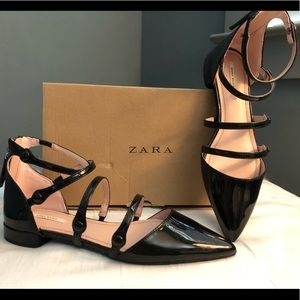 Black Patent Leather Zara Ballet Flats